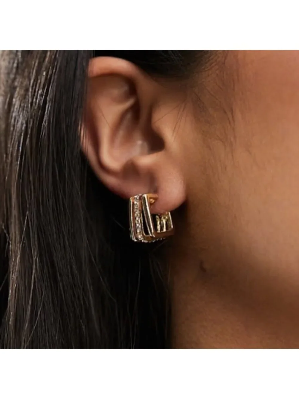 New! Vail 14K Gold Plated Geometric Hoop Earrings (3026)